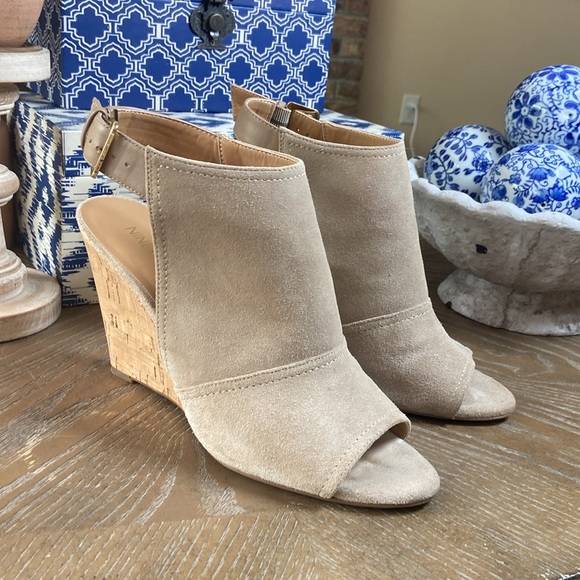 Nine West Paton Leather Peep Toe Ankle Strap Espadrilles Wedge Heel Sandal shoes - Picture 14 of 14